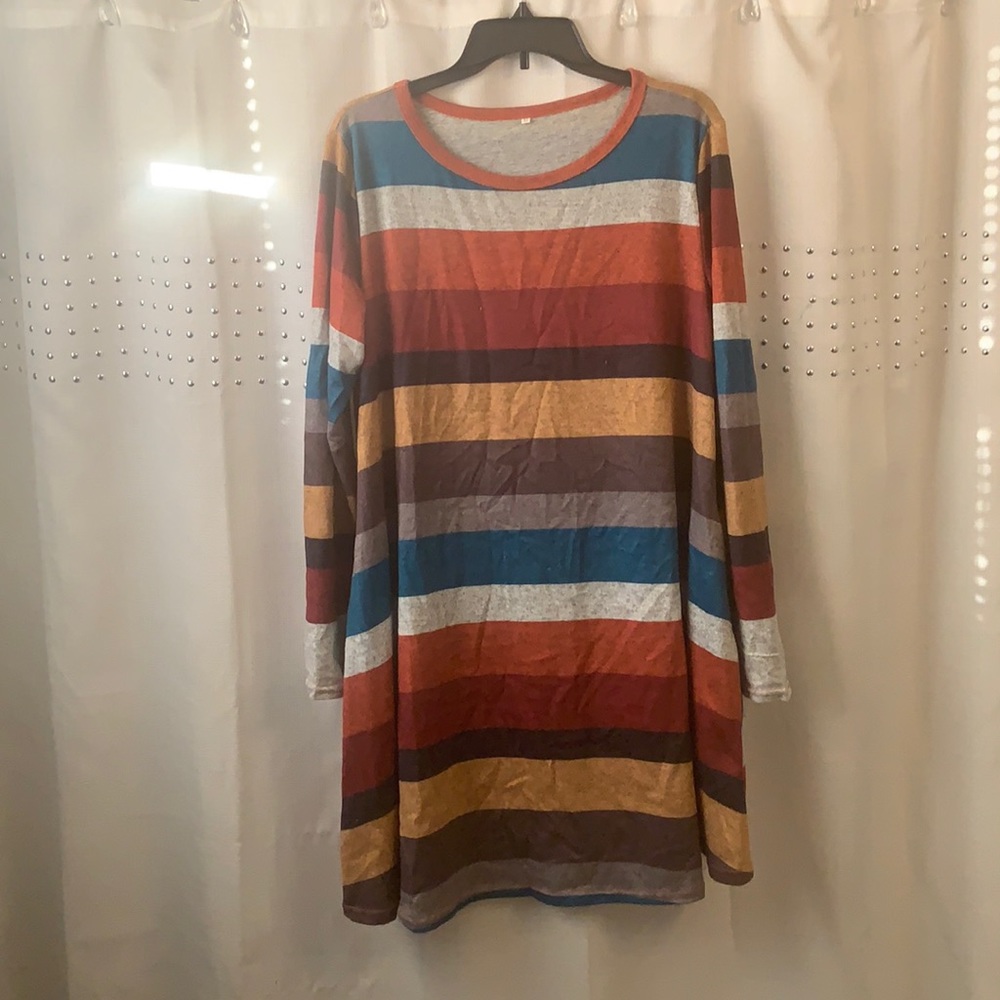 Women's Multicolor Striped Long-Sleeve Dress